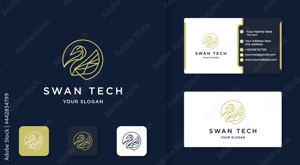 swan tech logo design with circuit line art style