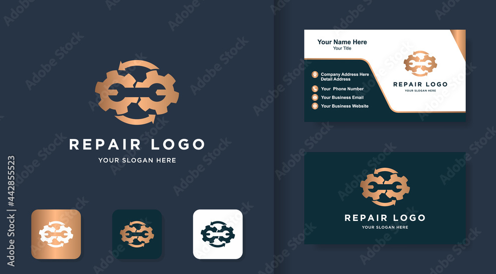 mechanical tool logo, gear combine with wrench and reload button mechanical tool logo, gear combine with wrench and reload button