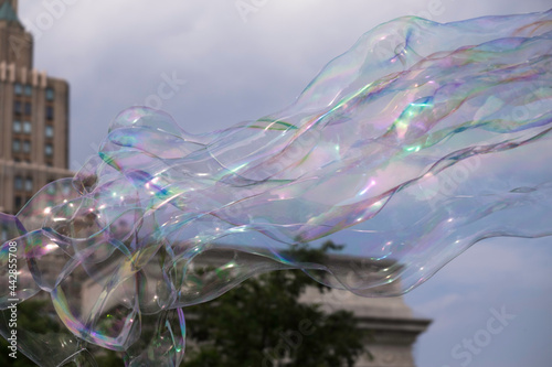 Blowing Soap Bubbles in a park in new York City