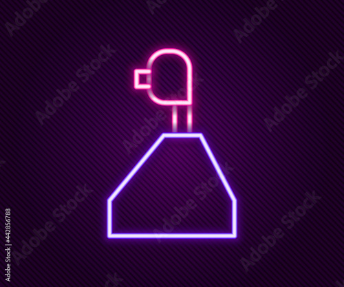 Glowing neon line Gear shifter icon isolated on black background. Transmission icon. Colorful outline concept. Vector