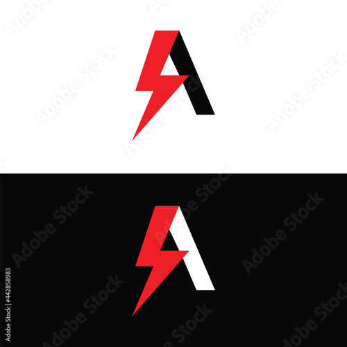 Electric Icon with letter A.
Electric Spark icon vector.
Letter A logo.