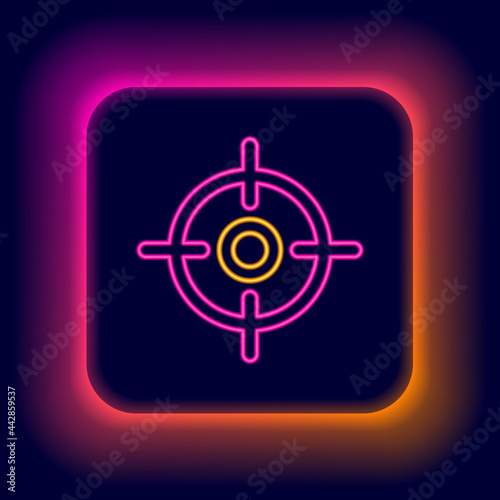Glowing neon line Target sport icon isolated on black background. Clean target with numbers for shooting range or shooting. Colorful outline concept. Vector