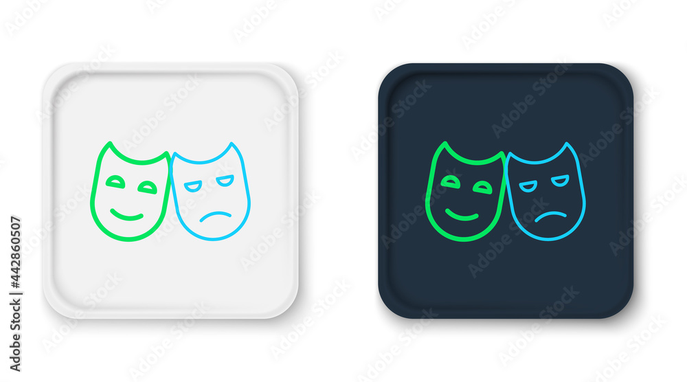 Line Comedy and tragedy theatrical masks icon isolated on white background. Colorful outline concept. Vector