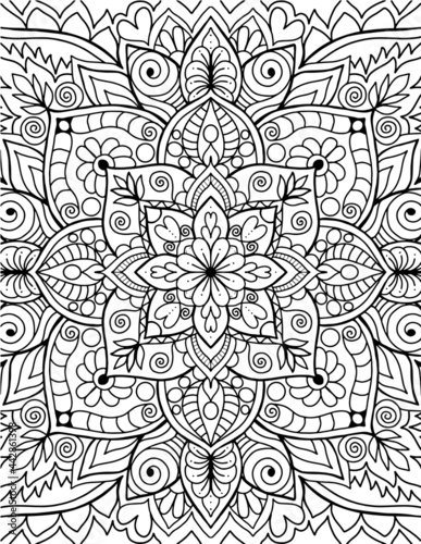 Mandala adults coloring book page. Art therapy template for coloring.