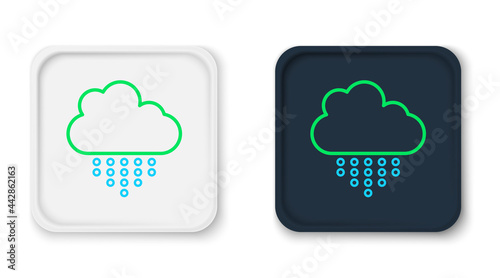 Line Cloud with rain icon isolated on white background. Rain cloud precipitation with rain drops. Colorful outline concept. Vector