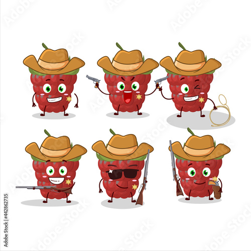 Cool cowboy raspberry cartoon character with a cute hat