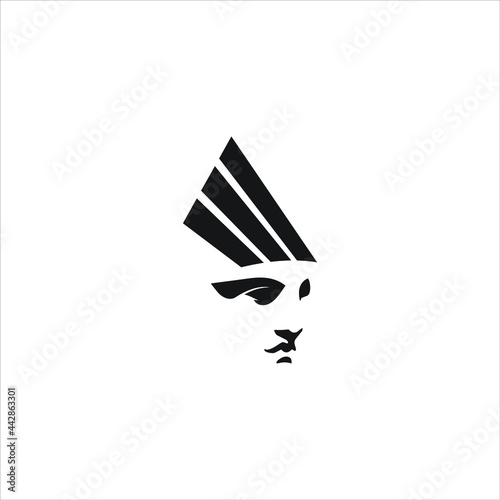 black indian face logo design template, modern