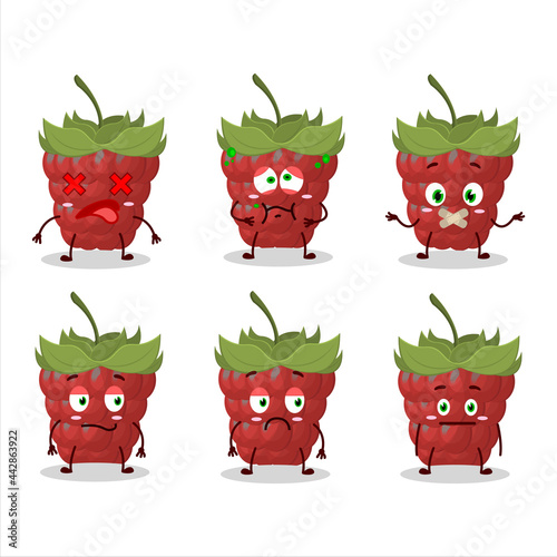 Raspberry cartoon in character with nope expression