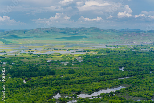 A big wetland on Hulunbuir Grasslands, Inner Mongolia, China. photo