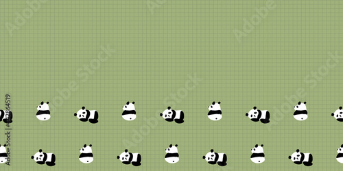 Panda Squares Frame Border Seamless Pattern