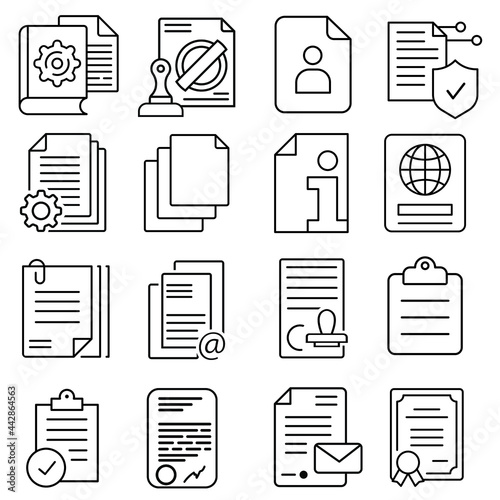 Documents vector icon Set. Contract illustration sign collection. securities symbol.