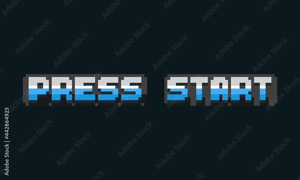 Pixel art press start text design. Pixel art press start text design.