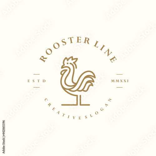 Hipster Rooster Vintage Retro Logo Minimalist