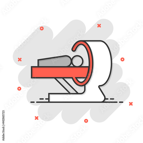 Radiology icon in flat style. Tomography vector illustration on white isolated background. Mri scanner business concept.