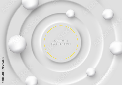 Abstract festive background in neomorphism style.Circles with shadow and balls.