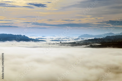 Khao Takhian Ngo Cloudscape Has Beautiful Morning Mist at Khao Kho District.