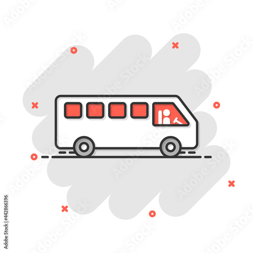 Bus icon in flat style. Coach vector illustration on white isolated background. Autobus vehicle business concept.