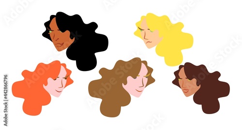 Women are feminists. Feminism. Self-love. Love for your body. We are all beautiful. Different beauty. Different skin and hair color. Light skin. Dark skin. Mulattoes. Blonds and redheads. Fair-haired 