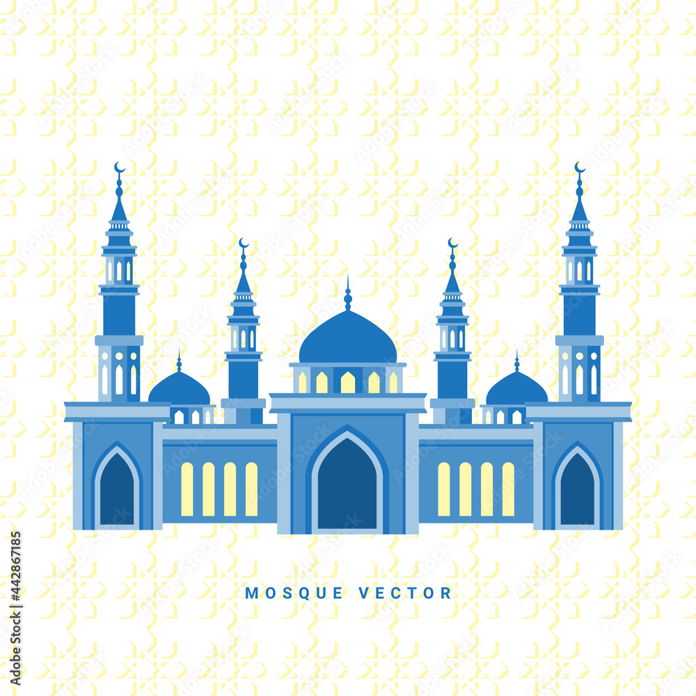 mosque flat style isolated background, islamic vector illustration, minimalist, eid greeting, ramadan kareem