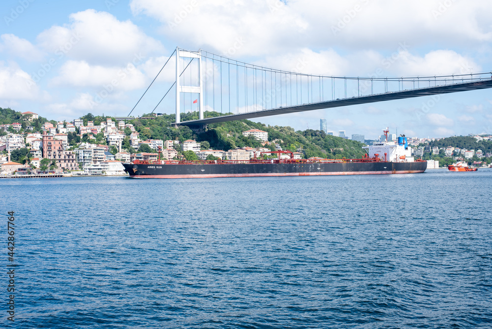 Istanbul, Turkey - 10 July 2021: The Bosphorus Bridge Istanbul, Turkey - 10 July 2021: The Bosphorus Bridge