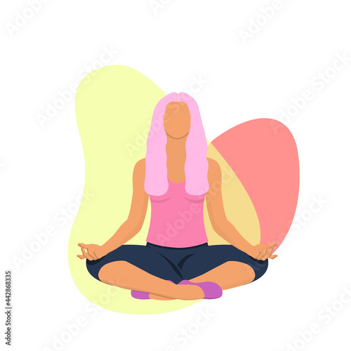 girl in the lotus position on an abstract background
