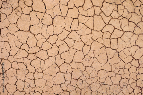 Top view of cracked ground texture background.