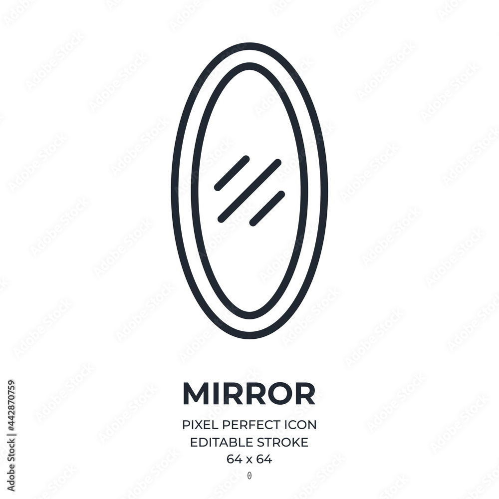 Mirror editable stroke outline icon isolated on white background flat vector illustration. Pixel perfect. 64 x 64.