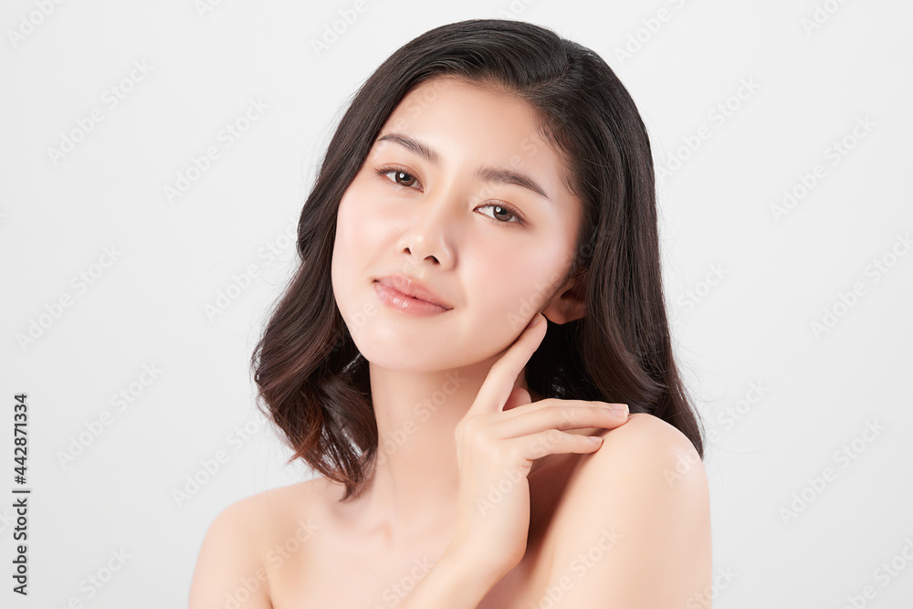 Beautiful young asian woman with clean fresh skin on white background, Face care, Facial treatment, Cosmetology, beauty and spa, Asian women portrait. Beautiful young asian woman with clean fresh skin on white background, Face care, Facial treatment, Cosmetology, beauty and spa, Asian women portrait.