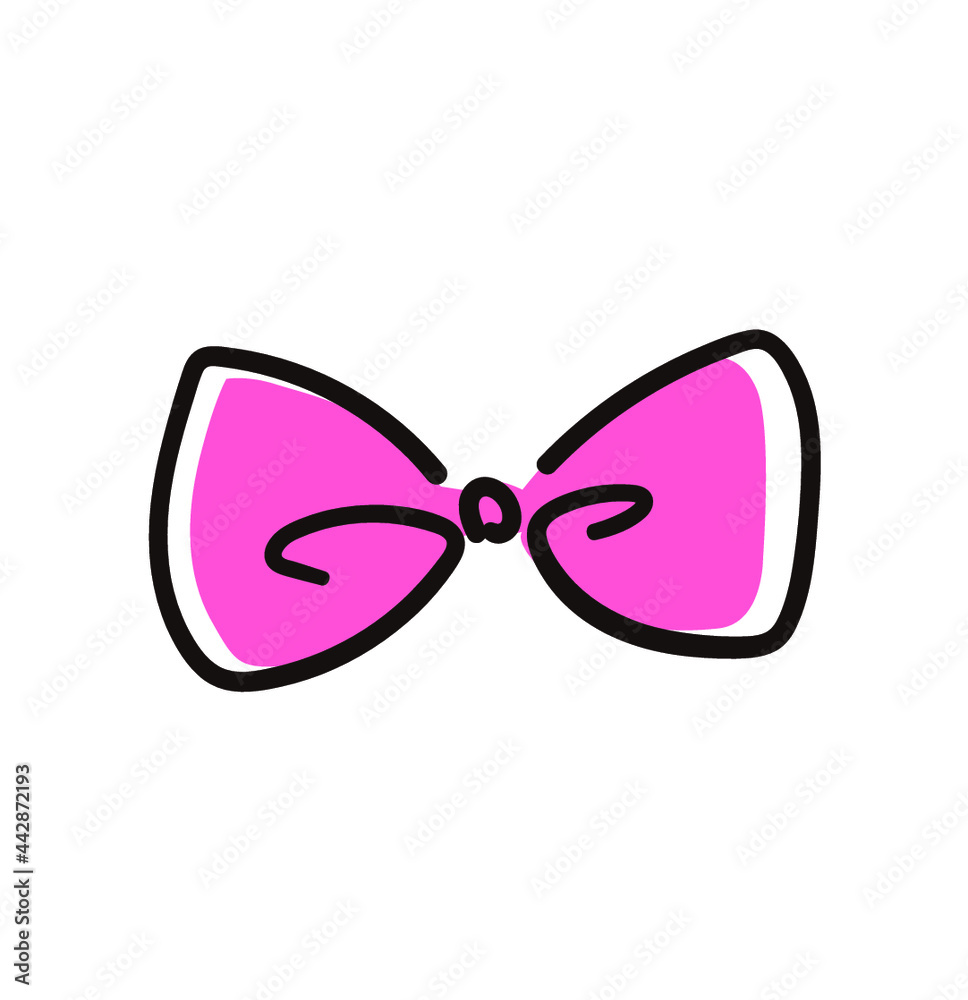 カラフルな手書きかわいいリボンのイラスト