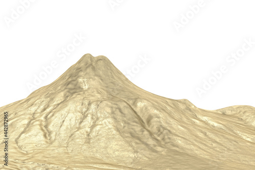 Financial concept golden mountain isolated on white background. 3D illustration.