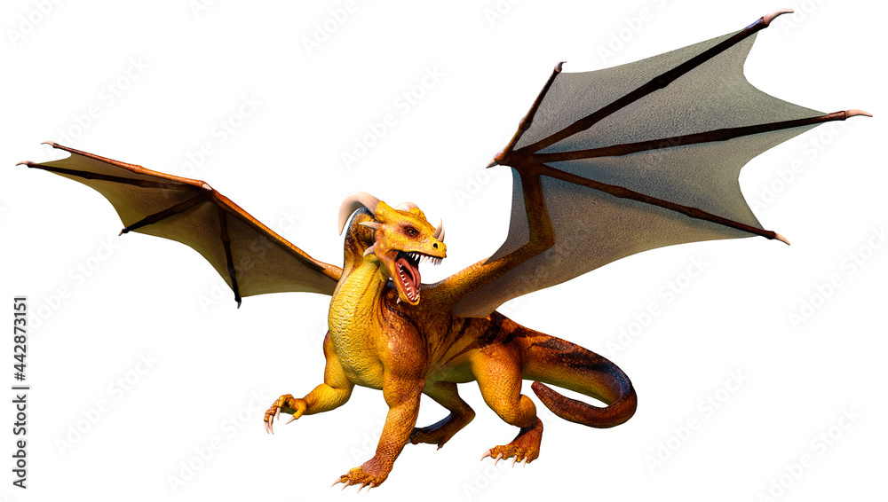Fototapeta premium 3D Rendering Fairy Tale Dragon on White