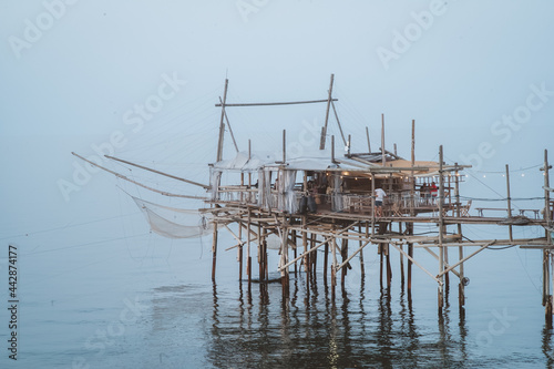 San Vito Chetino, Italy - JUNE 2021: Trabocco, the ancient fishing house in Abruzzo, Italy