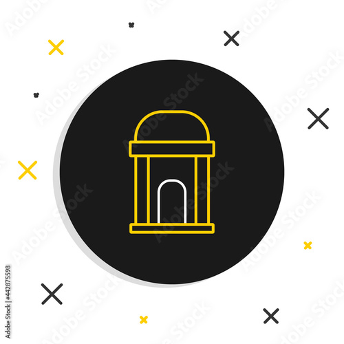 Line Old crypt icon isolated on white background. Cemetery symbol. Ossuary or crypt for burial of deceased. Colorful outline concept. Vector