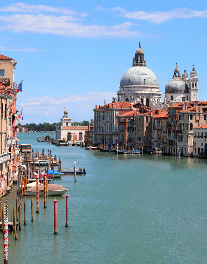 Church and Grand Canal in Venice without boat and people