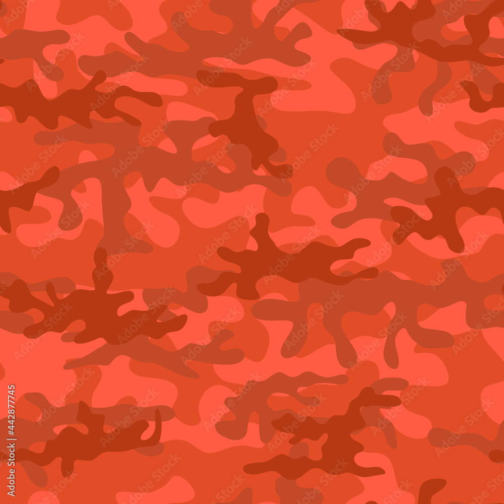 Red camouflage. Seamless army pattern. Vector. Red camouflage. Seamless army pattern. Vector.