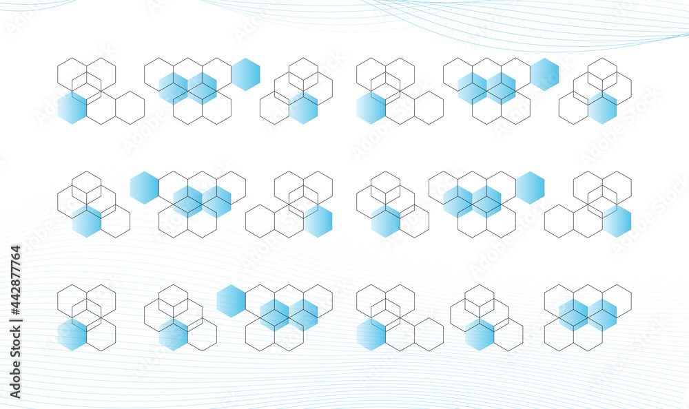 Polygon hexagonal with seamless waves background illustration Polygon hexagonal with seamless waves background illustration