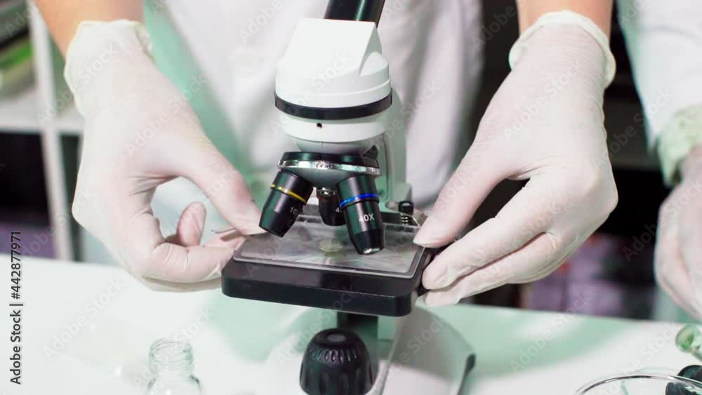 Close up Research use microscope in laboratory Close up Research use microscope in laboratory