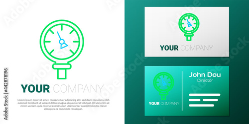 Line Pressure water meter icon isolated on white background. Colorful outline concept. Vector