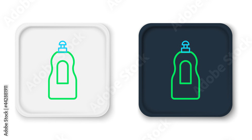 Line Dishwashing liquid bottle icon isolated on white background. Liquid detergent for washing dishes. Colorful outline concept. Vector