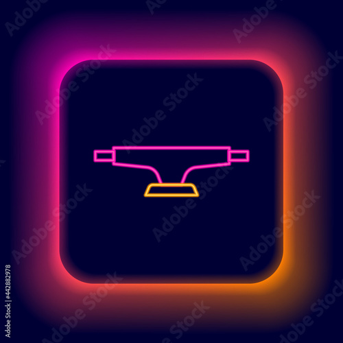 Glowing neon line Skateboard wheel icon isolated on black background. Skateboard suspension. Skate wheel. Colorful outline concept. Vector