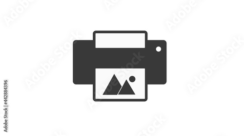 Printer Icon, Print Sign. Vector isolated black and white editable illustration of a printer