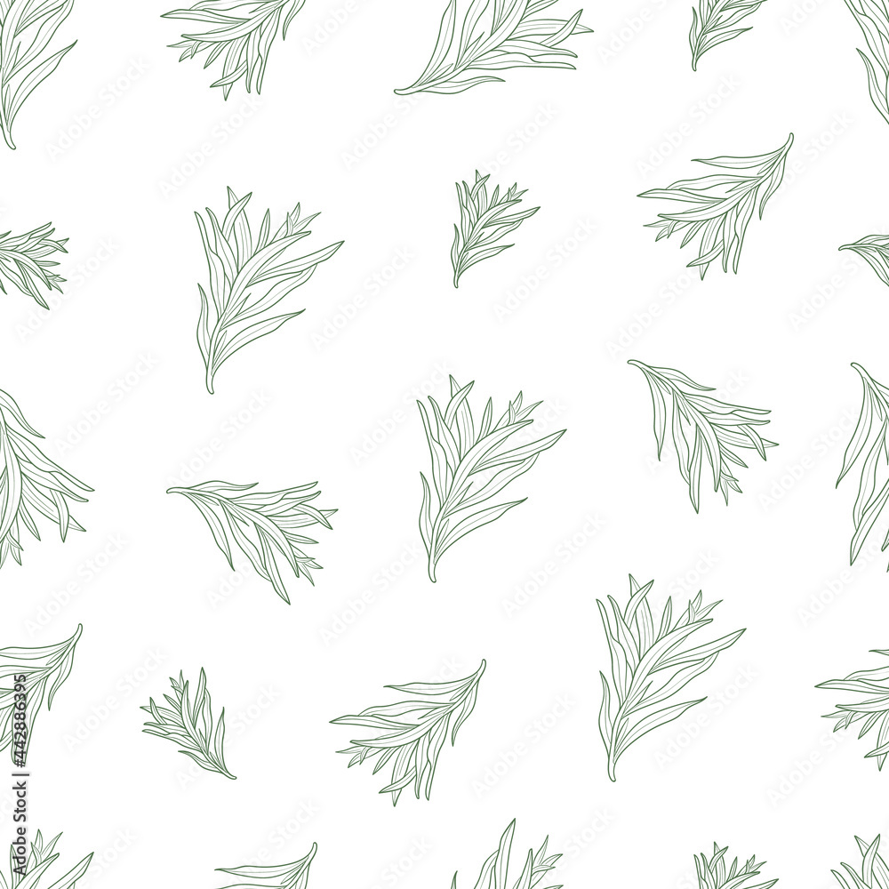 Healthy food vector seamless pattern. Hand drawn illustrations for for restaurant, bar, vegan, healthy and organic food, market, farmers market, cooking school, food truck, delivery service.