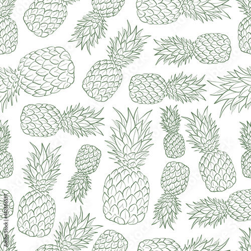 Healthy food vector seamless pattern. Hand drawn illustrations for for restaurant, bar, vegan, healthy and organic food, market, farmers market, cooking school, food truck, delivery service.