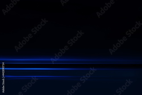 Glow blue light effect on dark blue background. 3D rendering.