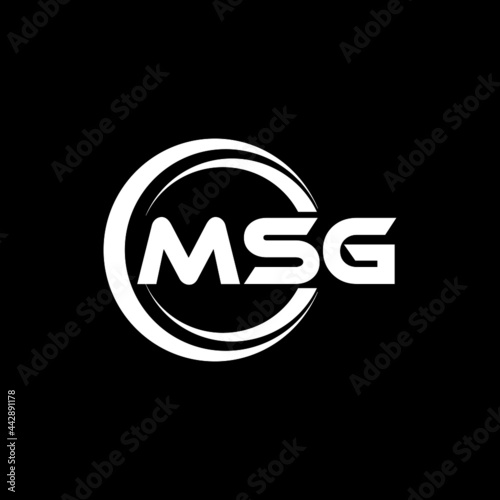 MSG letter logo design with black background in illustrator, vector logo modern alphabet font overlap style. calligraphy designs for logo, Poster, Invitation, etc.