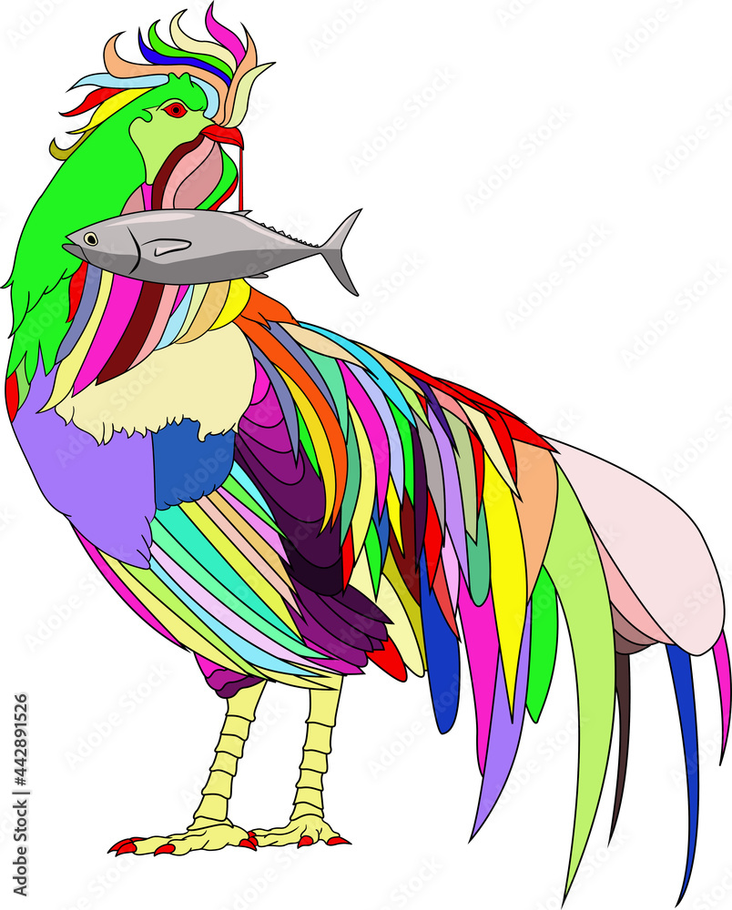 A Sarimanok - A legendary bird of the Maranao people who originate from  Mindanao, an island in the Philippines and part of the Philippine  Mythology. Cartoon style drawing. Stock Vector | Adobe Stock