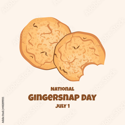National Gingersnap Day vector. Bitten ginger snap cookies icon vector. Gingersnap Day Poster, July 1. Important day