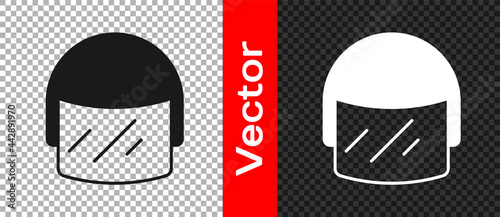 Black Police helmet icon isolated on transparent background. Military helmet. Vector