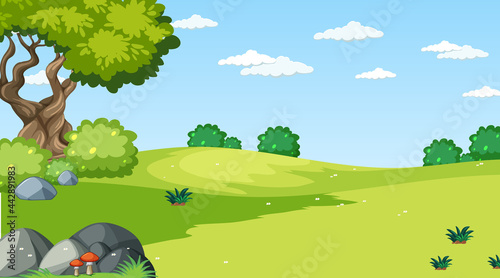Blank meadow landscape scene