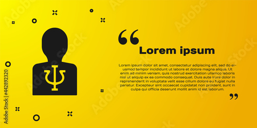 Black Psychology icon isolated on yellow background. Psi symbol. Mental health concept, psychoanalysis analysis and psychotherapy. Vector